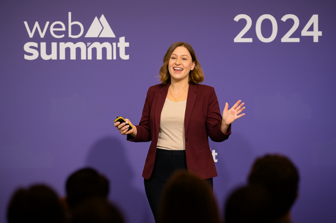 Maria, the co-founder of Access Liaison, presenting at Web Summit 2024, sharing our journey to inclusive design.