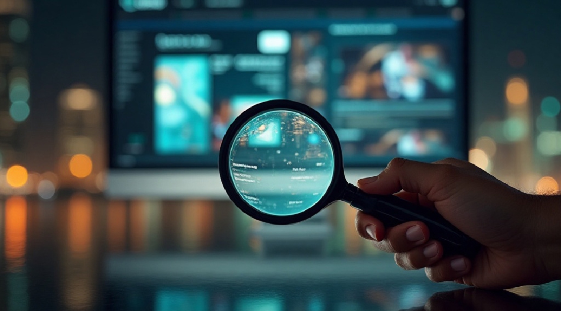 Inspecting a web page with a magnifying glass.